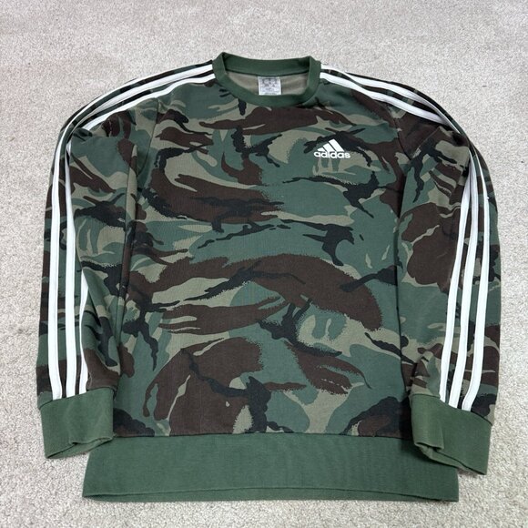 Adidas Sweatshirt Men’s Green Brown Long Sleeve Pullover Size XS - Picture 1 of 11